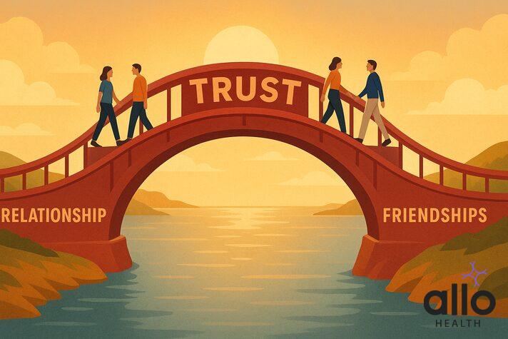 Trust as the essential bridge connecting romantic relationships with external friendships, illustrating how transparency builds stronger connections in all relationships.