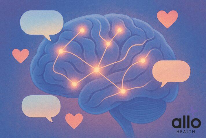 Brain psychology illustration showing sexual talk neurological response and desire pathways