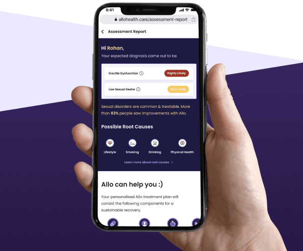Phone showing sexual health assessment interface