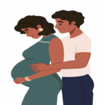 man holding his pregnant woman's belly