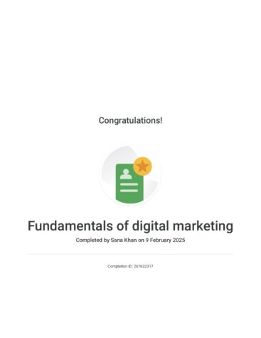Certified for Fundamentals of Digital Marketing