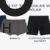 Flat lay of four types of testicular support underwear — boxers, briefs, compression shorts, and jockstrap — displayed on a white background