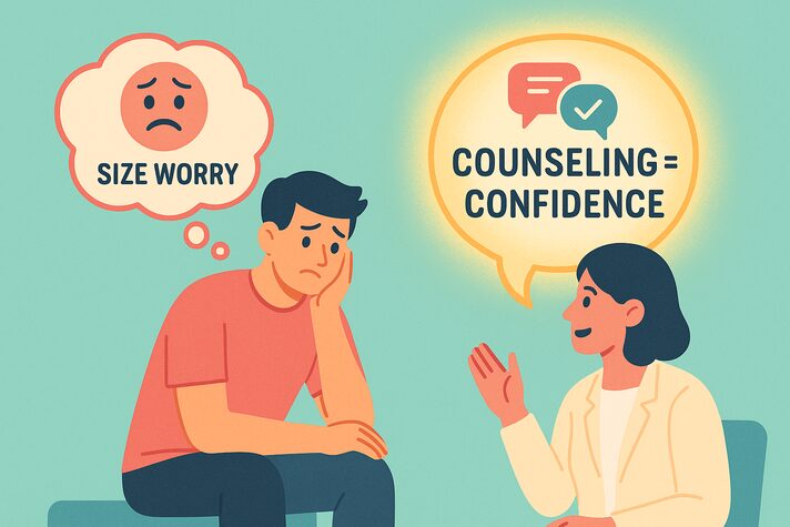 Counseling and confidence shown as ling bada karne ka mantra for men.