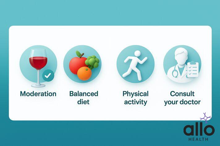 Safe ways to enjoy best red wine for erectile dysfunction with moderation, healthy diet, exercise, and doctor consultation.