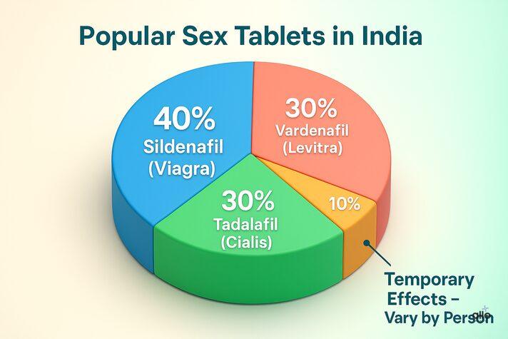 पुरुषों के लिए सेक्स टैबलेट: फायदे, नुकसान और सही इस्तेमाल 3 Pie chart india ki lokpriya sex tablets dikhata hua