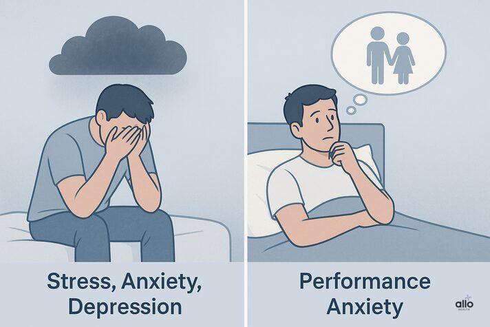 सुबह इरेक्शन क्यों नहीं होता? मॉर्निंग इरेक्शन कम होने के कारण 3 morning erection kam hone ke mansik karan- stress, depression, overthinking aur performance anxiety