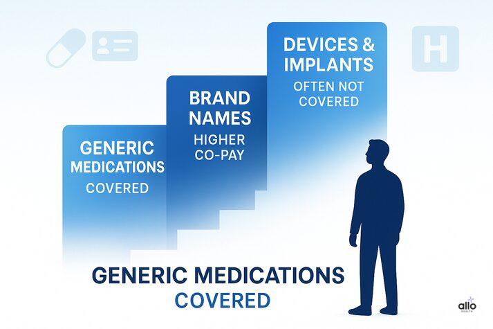 Does Health Insurance Cover Erectile Dysfunction Treatments? 2 metaphorical ladder showing insurance coverage tiers for erectile dysfunction treatments from generics to advanced therapies.