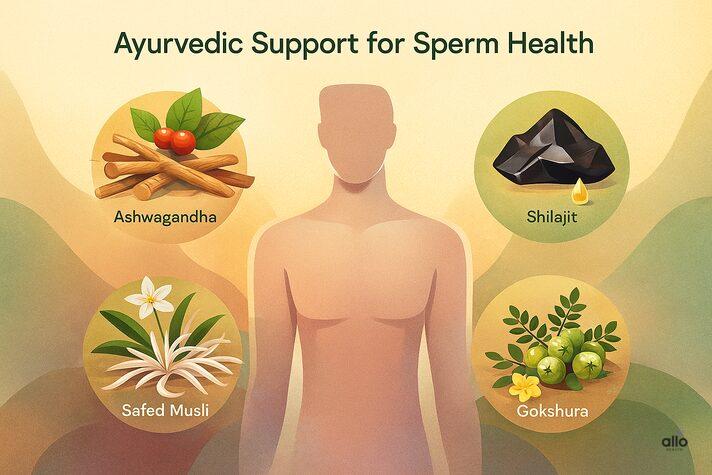 Ayurvedic herbs – ashwagandha, shilajit, safed musli, gokshura sperm health ke liye