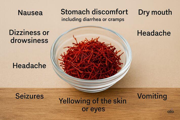 Saffron (Kesar) and Erectile Dysfunction: Know Benefits, Uses, and Risks for Sexual Health 4 Saffron for erectile dysfunction with highlighted common and severe side effects associated with excessive intake.