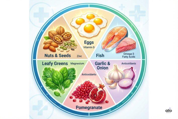 टेस्टोस्टेरोन और Erectile Dysfunction: क्या सही खाना इरेक्शन और सेक्स ड्राइव सुधार सकता है? 3 Testosterone support karne wale foods jaise eggs, fish, nuts aur sabziyan